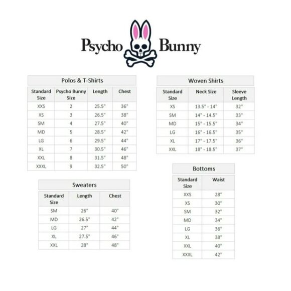 Psycho Bunny Men's Cooper Split Bunny Logo White, Sz 2 XXS - Picture 10 of 10